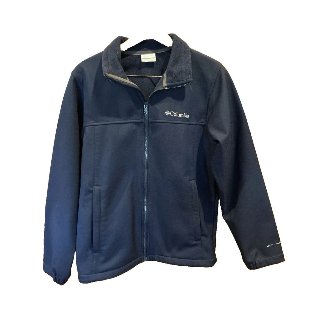 Columbia Full Zip Softshell Jacket Mens Small Black Omni-Shield Water Repellent
